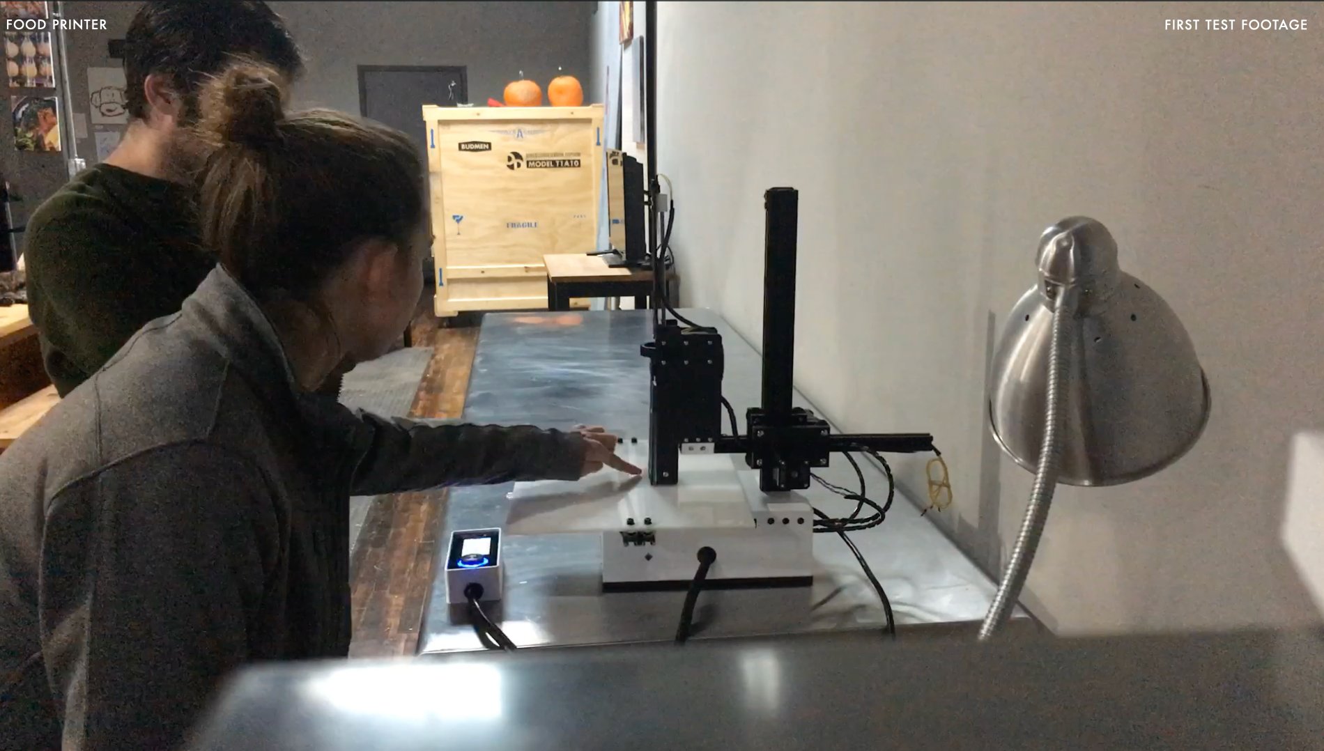 The food printer prototype during early testing