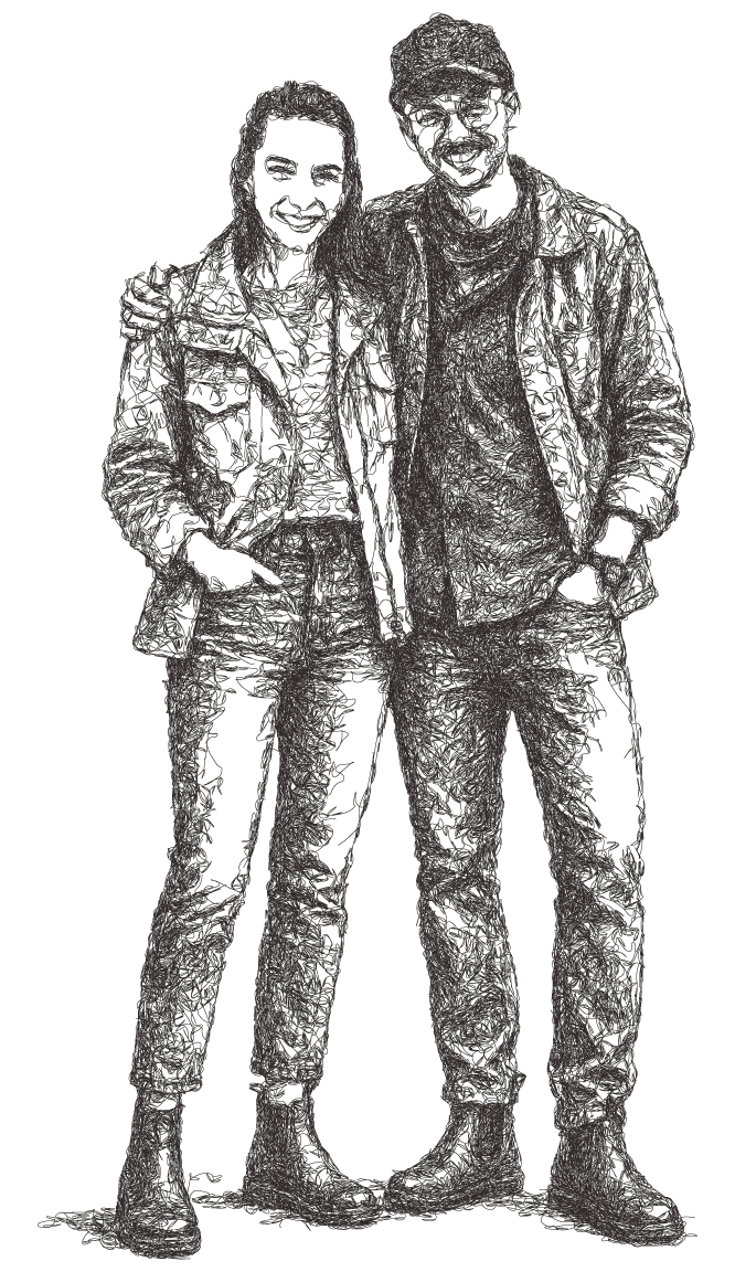 Illustration of Stephanie and Isaac Budmen